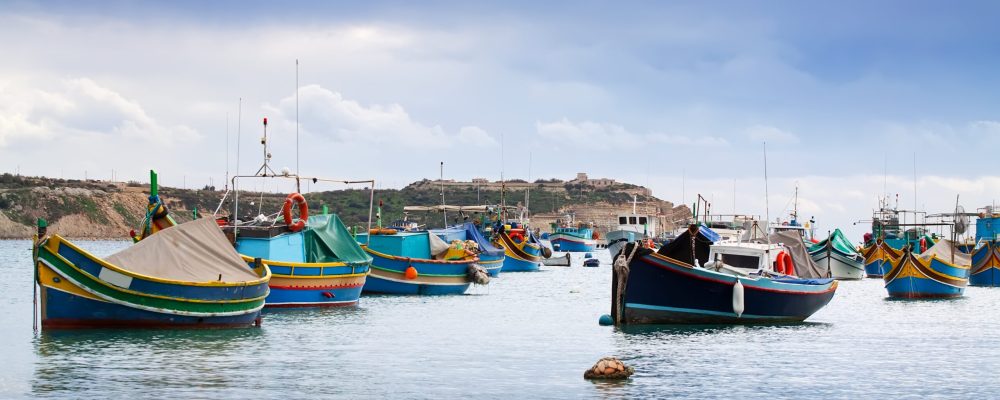Fishing boats  lying at Marsaxlokk Bay. Malta